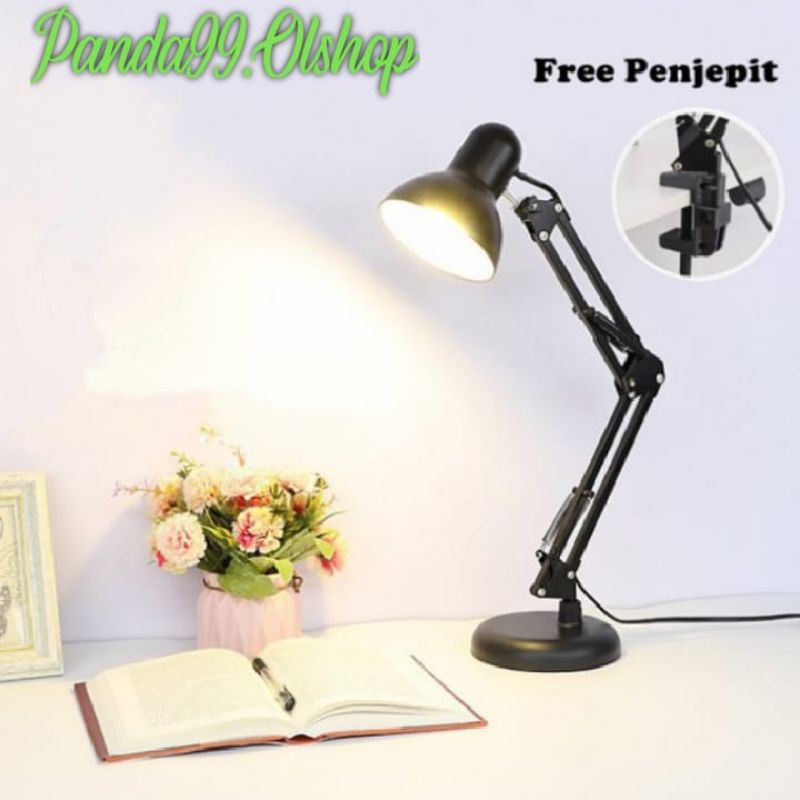 Rumah Fitting Hitam Lampu Baca Arsitek Meja Belajar Kerja Duduk Jepit⭐Panda99⭐