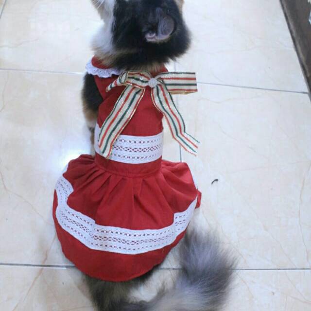 Dress natal lucu untuk kucing dan anjing / baju kucing dan anjing murah size S M L XL