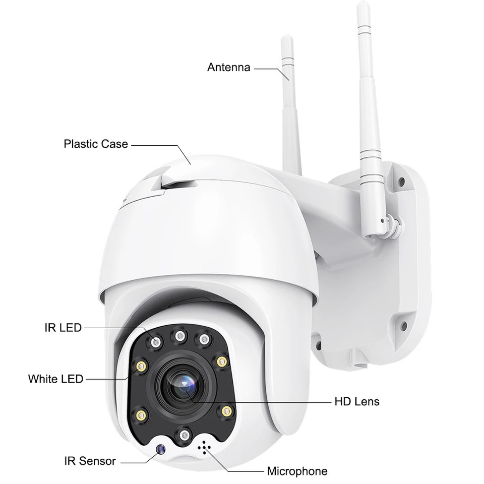 IPCAM - IP Camera Outdoor ICSEE 1080P PTZ Speed Dome Wireless Pan Tilt 8X Zoom. IR. H265x