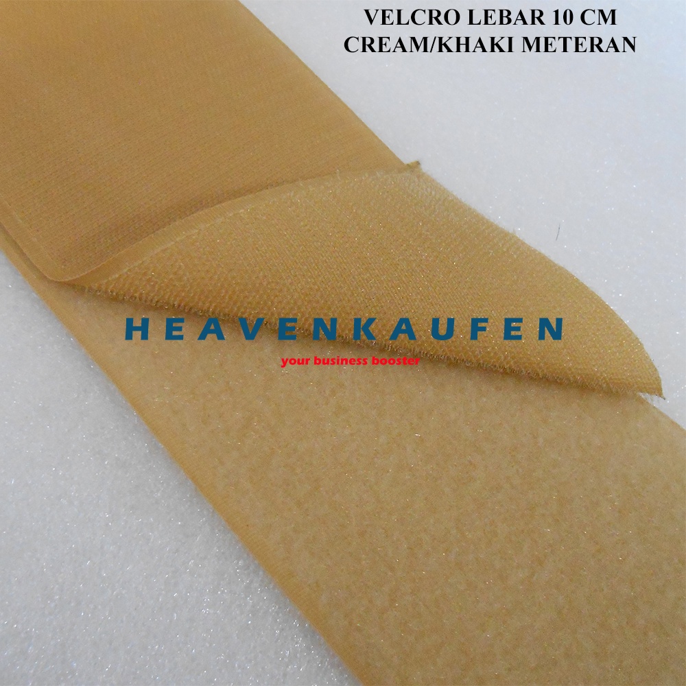 Velcro Velcrow Kretekan Prepetan Hook And Loop Lebar 10 cm Warna Cream Khaki Meteran