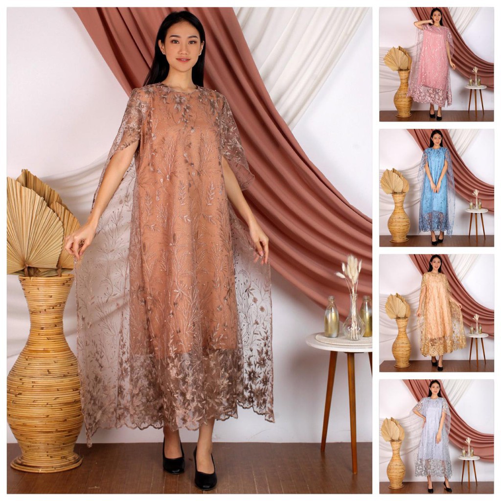 BAJU DRESS WANITA PANJANG MODEL TERBARU DRESS PANJANG KOREAN STYLE DRESS KONDANGAN BRUKAT MODERN