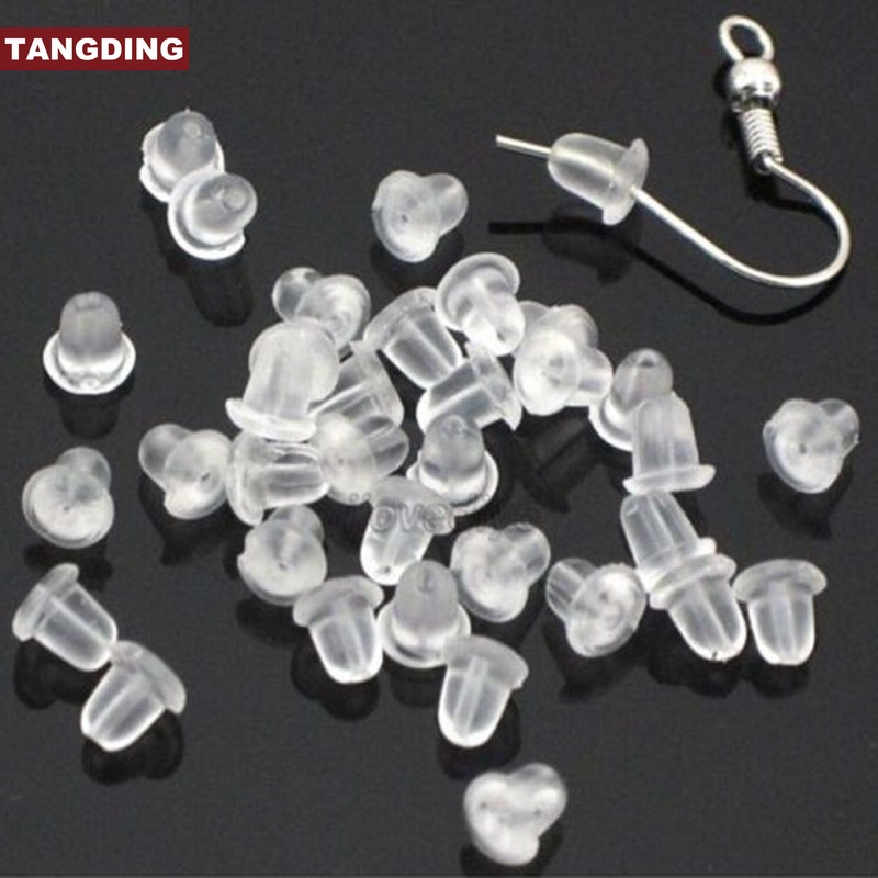 500pcs / Kantong Anting Bahan Karet Dengan Ear Plugs Dan Nut