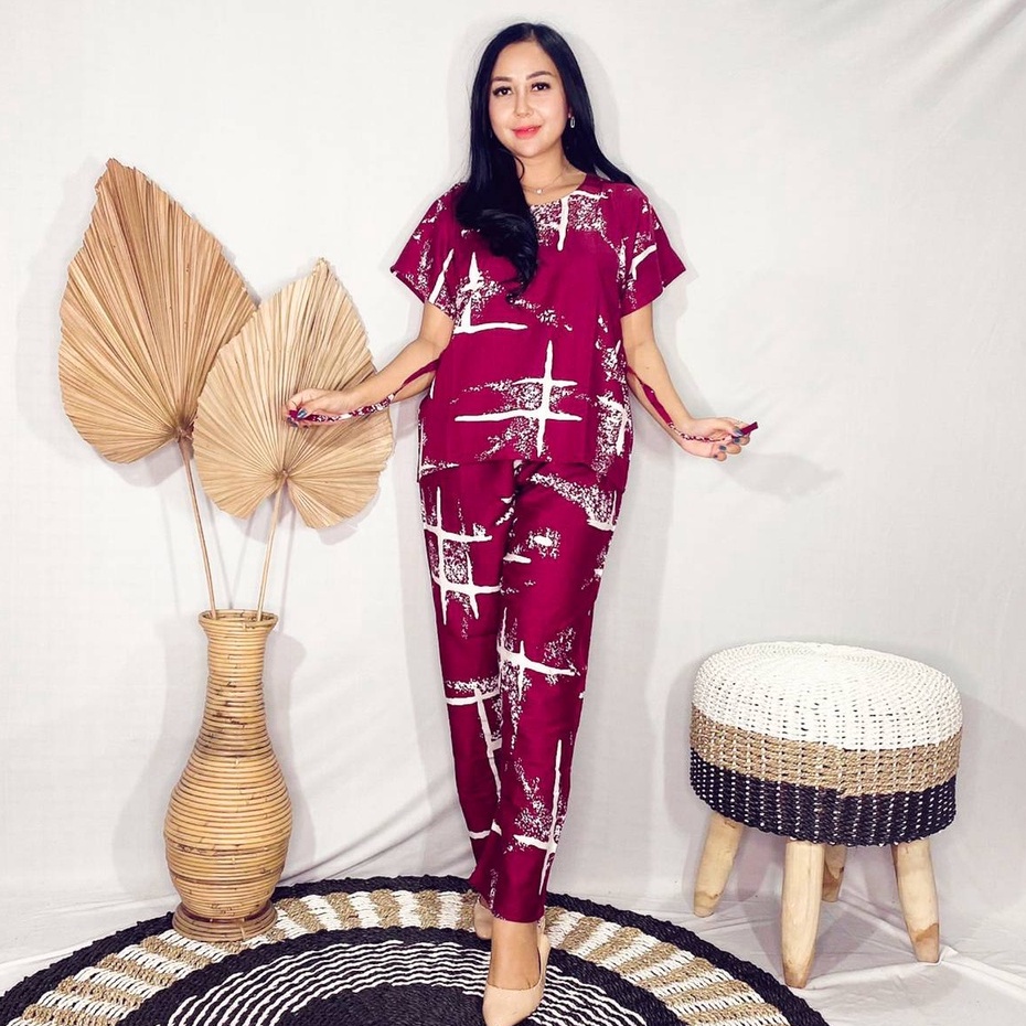 Babydoll Bali/Daster Bali-SET PAN FLASH MARON
