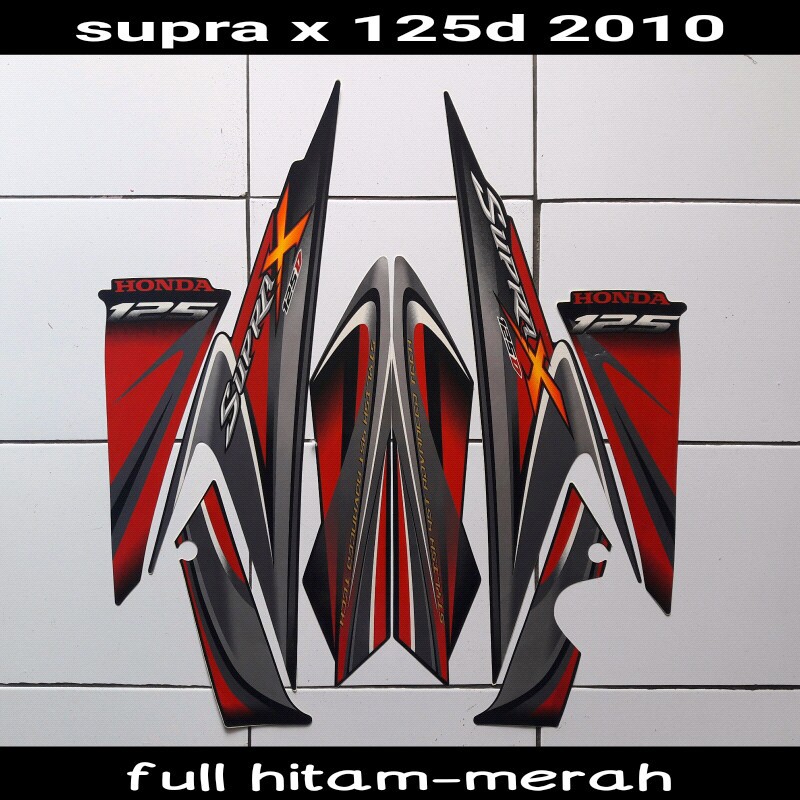 stiker body motor supra x 125d 2010 full hitam merah