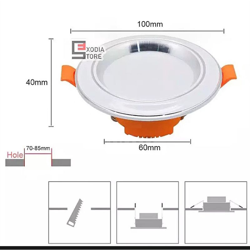 LAMPU LED DOWNLIGHT 5 WATT 3 WARNA  SILVER