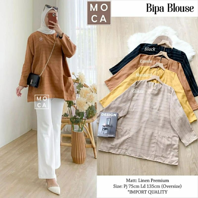 Bipa Blouse, BLOUSE OVERSIZE SUPER CANTIK FIT XXXL LD 135 BAHAN LINEN PREMIUM TERMURAH OOTD MODIS