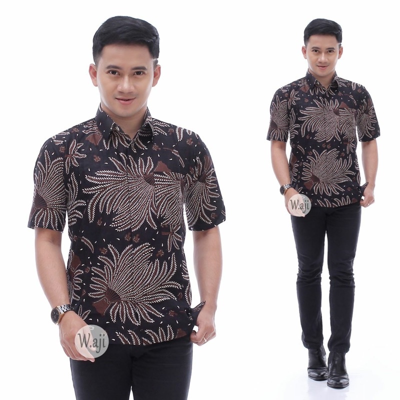 Baju Batik Couple Keluarga Jazzy Modern Pari Iket Hitam