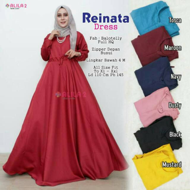GAMIS REINATA, BAHAN BALOTELLI FULL HQ, LD. 110 PB. 145, LEBAR BAWAH 4m