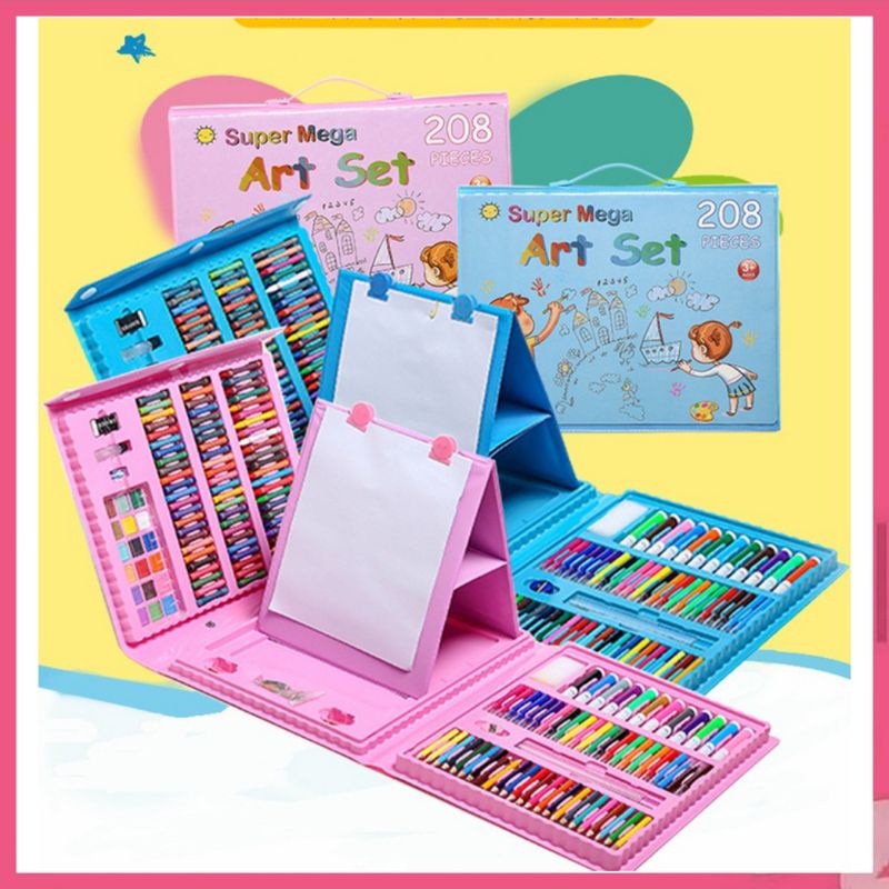 

KRAYON SET 208 PCS VIRAL / Pensil Crayon Mewarnai / Crayon Full Set Koper Alat Lukis Lengkap Menggambar Melukis Mewarnai Untuk Anak