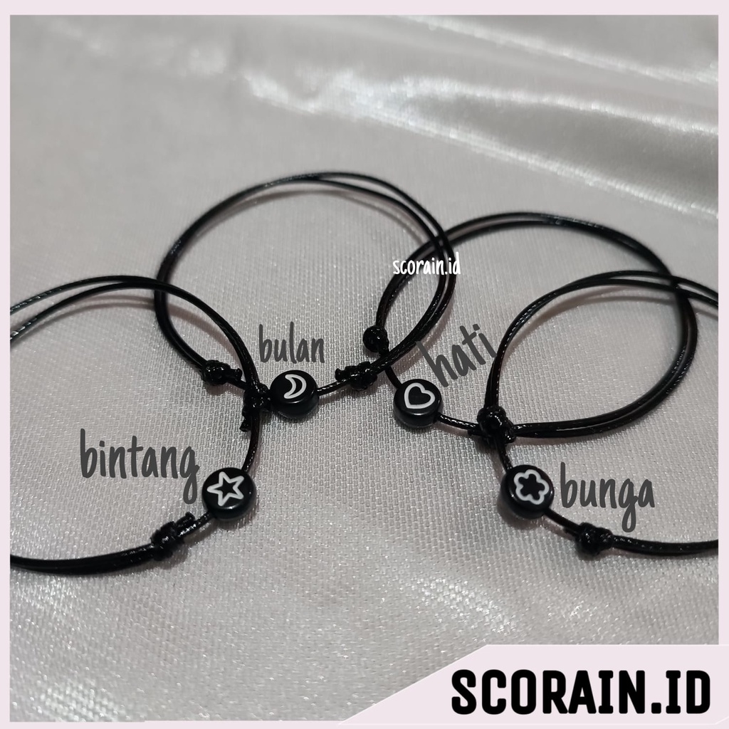 GELANG TALI KOREA 1MM MANIK BULAT MOTE GAMBAR BINTANG BULAN HATI BUNGA | GELANG KEKINIAN HITAM POLOS | GELANG COWO SIMPLE MURAH | GELANG KASUAL | GELANG KOREAN POLOS | GELANG TALI HITAM