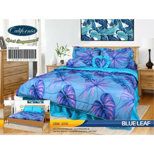 Sprei California, Sprei California Blue Leaf Single 120 No.3 Seprai Biru Daun Teratai ,Indobilqis