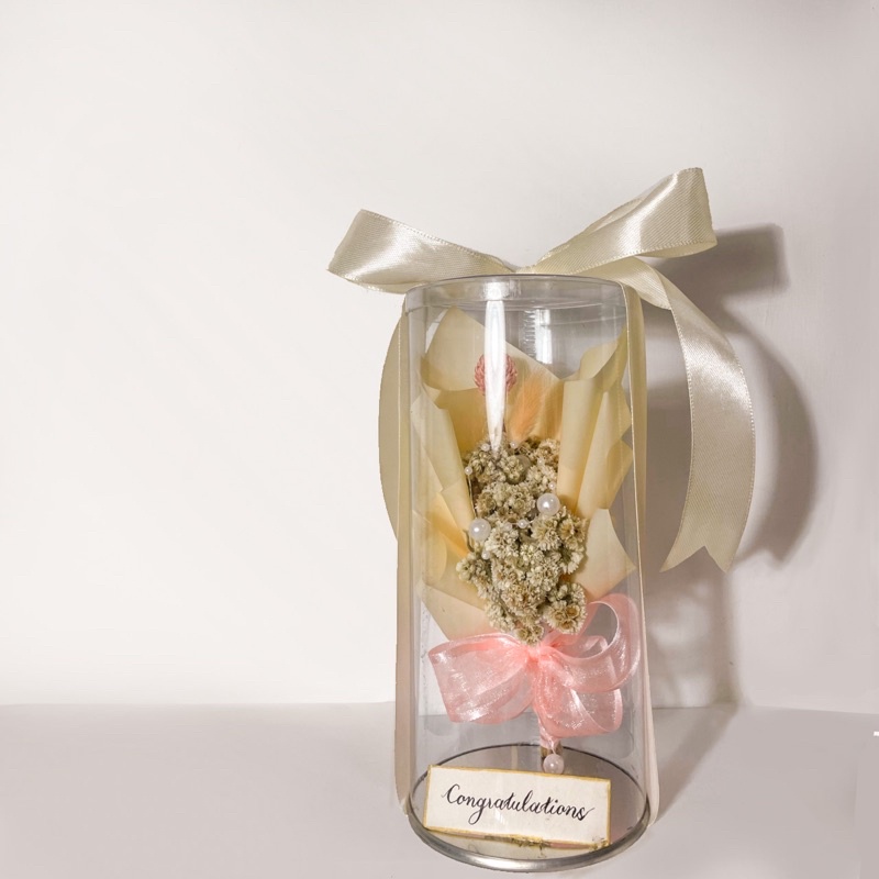 Bunga Edelweiss Jar / flower dome - Kado Wisuda / Anniversary / Birthday (Bunga kering)