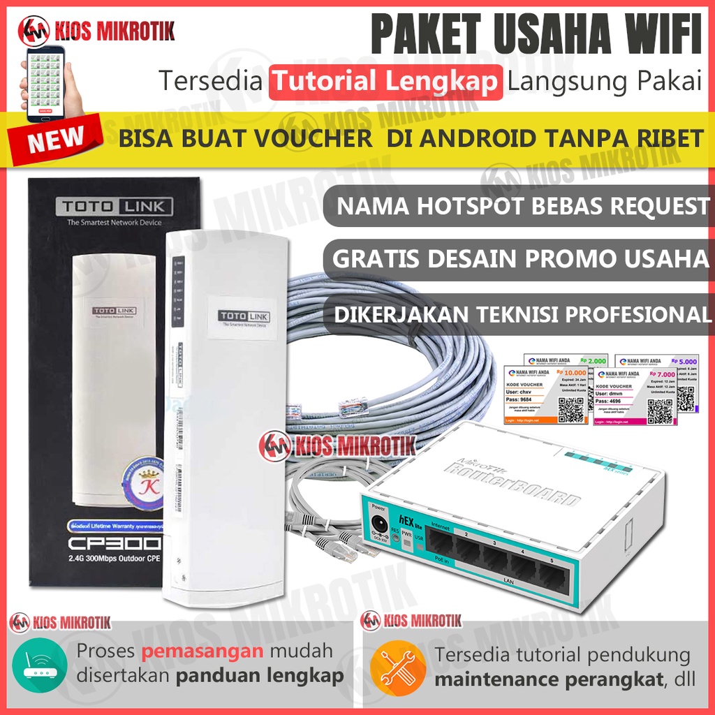PAKET USAHA WIFI HOTSPOT RT RW NET SISTEM VOUCHER SIAP PAKAI
