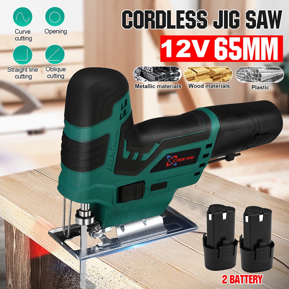 COOFARI GST 12 V-Li Cordless Jigsaw Cordless Jig Saw Sudut Pemotong Adjustable Electric Jigsaw Portable Multi-Fungsi Woodworking Alat Listrik