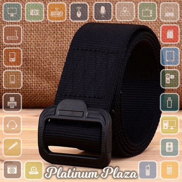 BOKADIAO Tali Ikat Pinggang Pria Anti Xray Plastik Canvas Non Metal Smooth Buckle - C`15L9F6-- Black