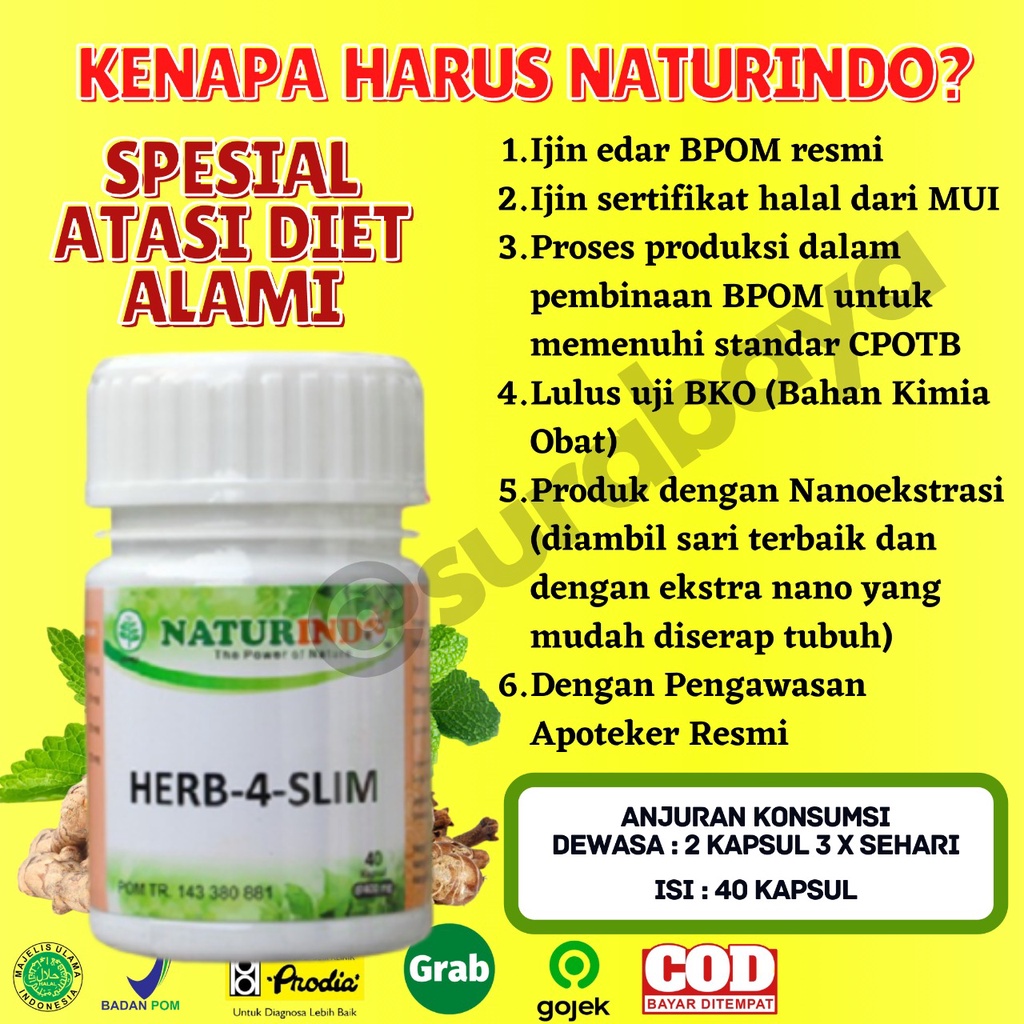 Obat Diet Ampuh Obat Pelangsing Alami BPOM MUI HALAL Slim HERB 4 SLIM Obat Pelangsing Obat Diet Herbal Obat Herbal Penurun Berat Badan PELANGSING BADAN OBAT DIET HERBAL PELUNTUR LEMAK PENGECIL PERUT BUNCIT Herb 4 Slim Naturindo Surabaya-7