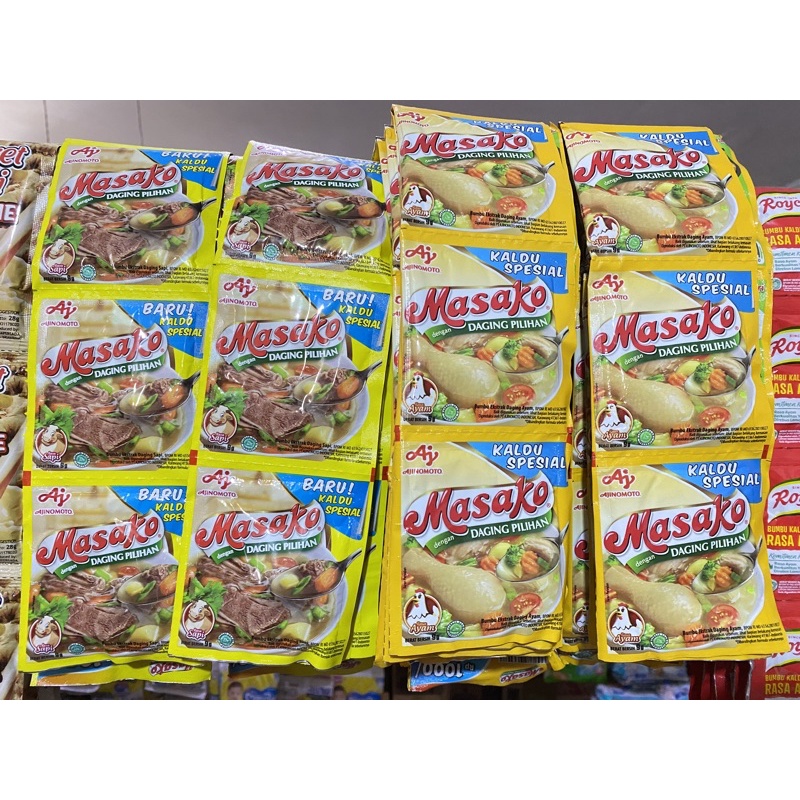 

Masako bumbu masak ayam/sapi renceng isi 12 sachet