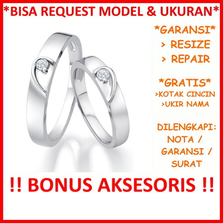 Gratis Ukir Tulis Nama Garansi Silver Asli Bisa Pesan Model Cincin Kawin Couple Perak Tunangan Id48