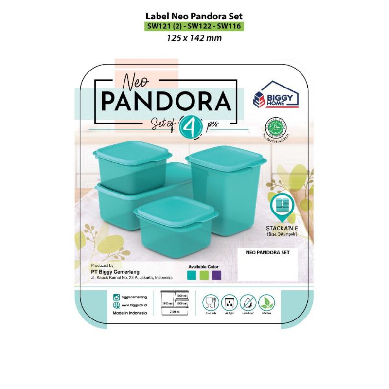 Toples Set Plastik 4 Pcs Pandora Biggy