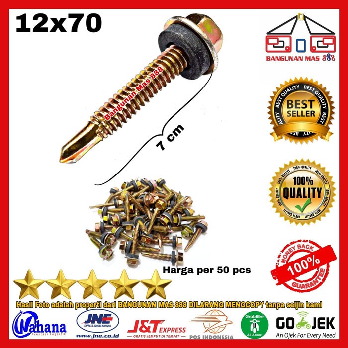 Pusat Grosir Baut Baja Ringan 12x70 Isi 50 Pcs - Baut Roffing - Baut Rooffing - Baut Roofing - Roffing Screw Mura xgDkZxsaVMqD5