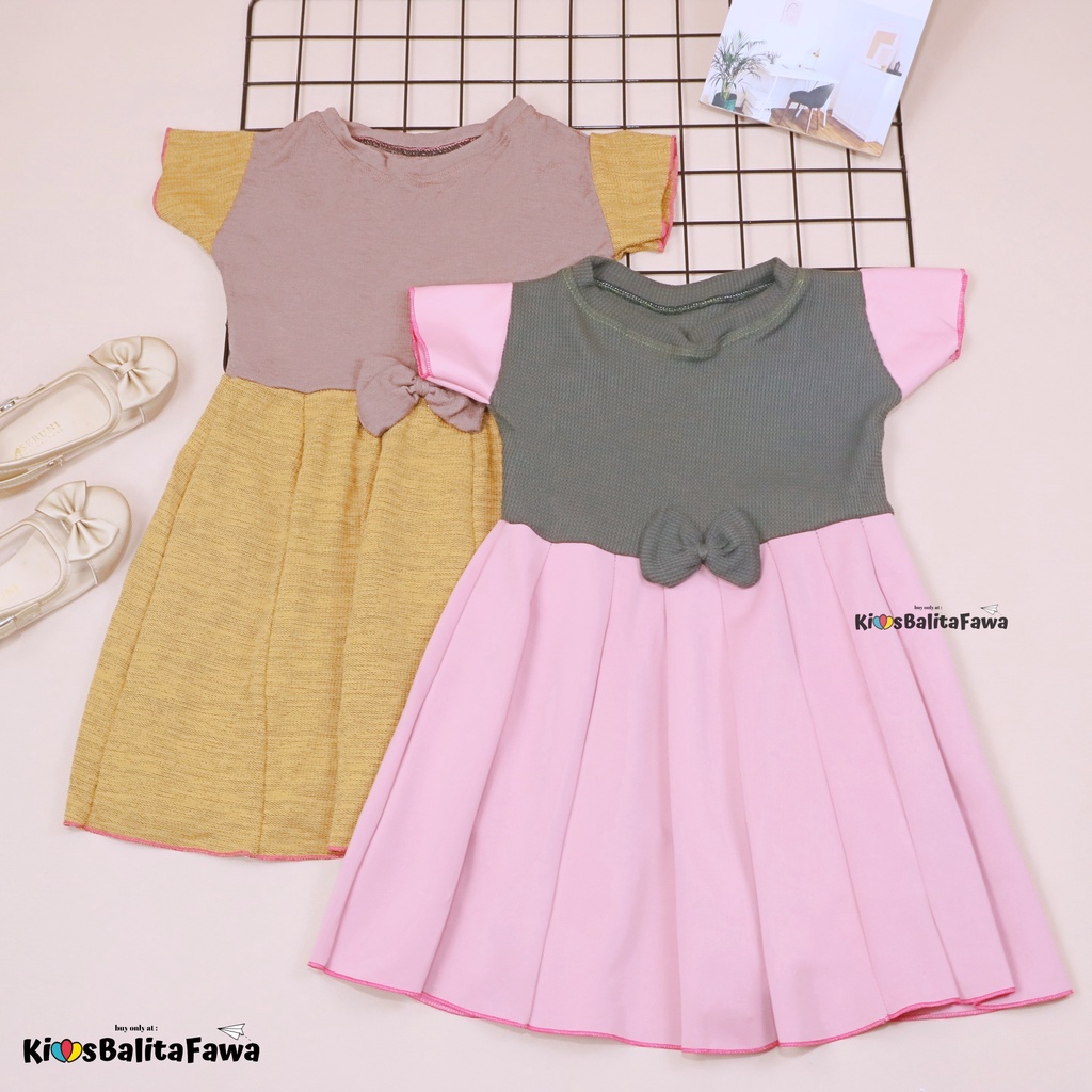 Dress Rossa LENGAN uk 5-6 Tahun / Dres Anak Perempuan Cewek Baju Lengan Murah Casual Import Gaun