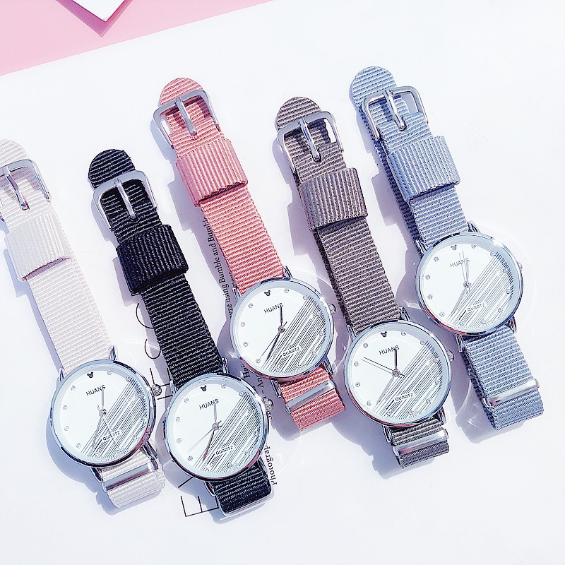 ✅Grosir Jam Senen - Jam Tangan Wanita Quartz Casual Korea Watches Nylon Strap Fashion Import