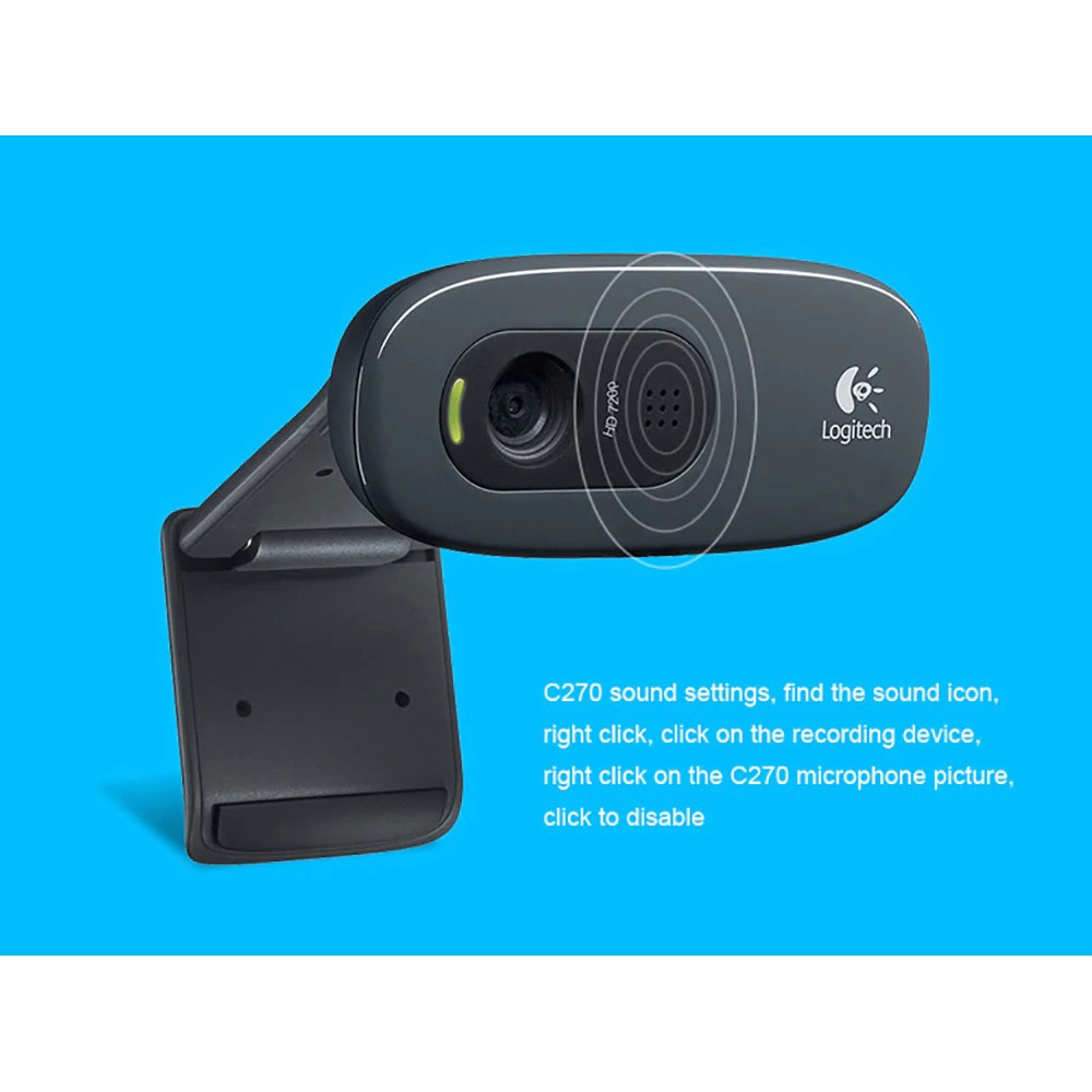 Logitech Mini Webcam HD 720P with Microphone - C270 - Black