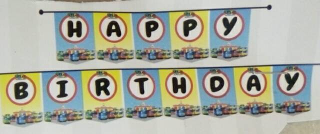 Flag banner happy birthday spiderman / minnie / doraemon/tayo/unicorn/panda