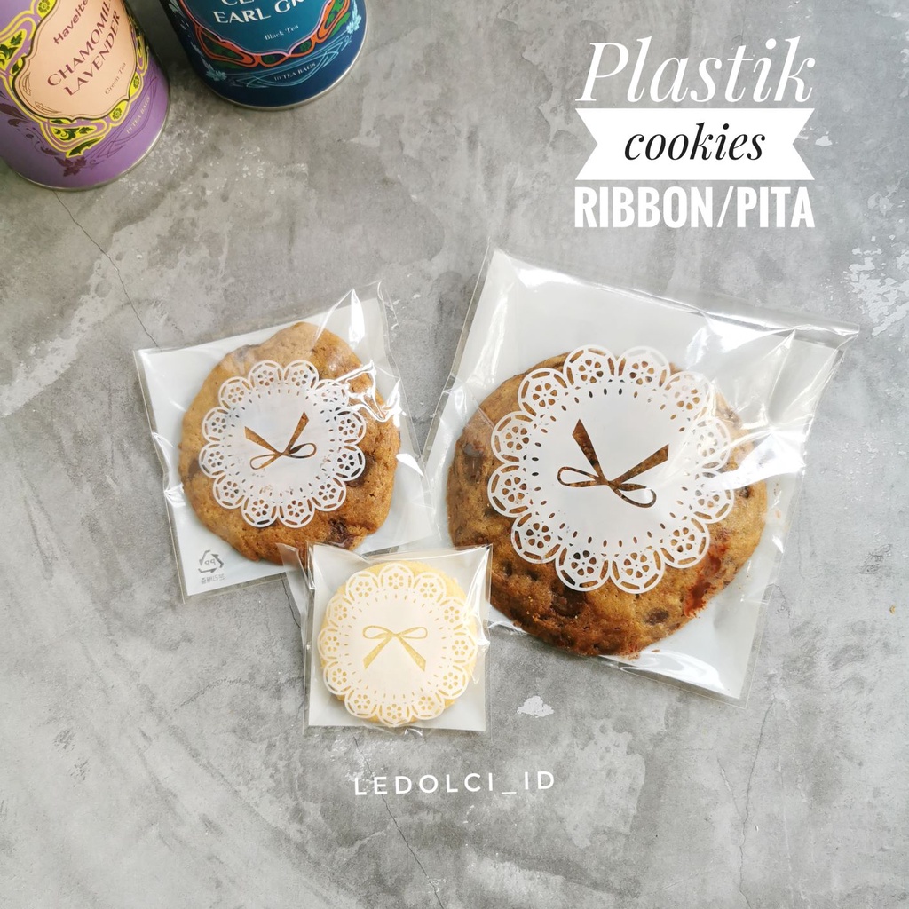 

PLASTIK COOKIES KANTONG BISKUIT MODEL RIBBON PITA PUTIH