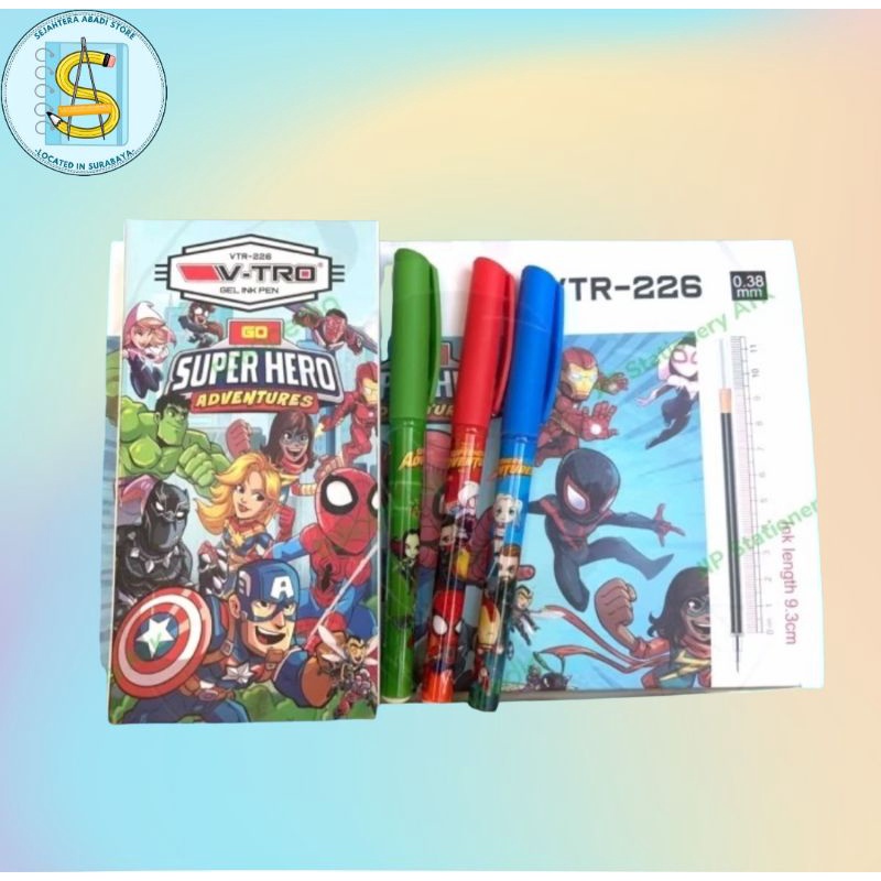 

GEL PEN / PULPEN FANCY LUCU (1 LUSIN) V-TRO AVENGER - LITTLE PRINCESS - UNICORN - HELLO KITTY