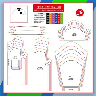 Pola Jiplak Kemeja Anak Lengan Panjang 2 sampai 12 Tahun Pola Jiplak Kemeja Anak Lengan Panjang 2 sampai 12 Tahun