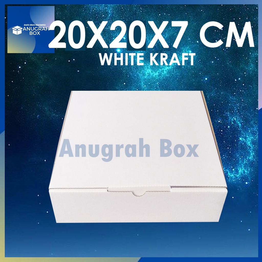 

Kardus PUTIH uk. 20x20x7 cm (ECER) Diecut box packing kotak aksesories,kue,dll model box pizza