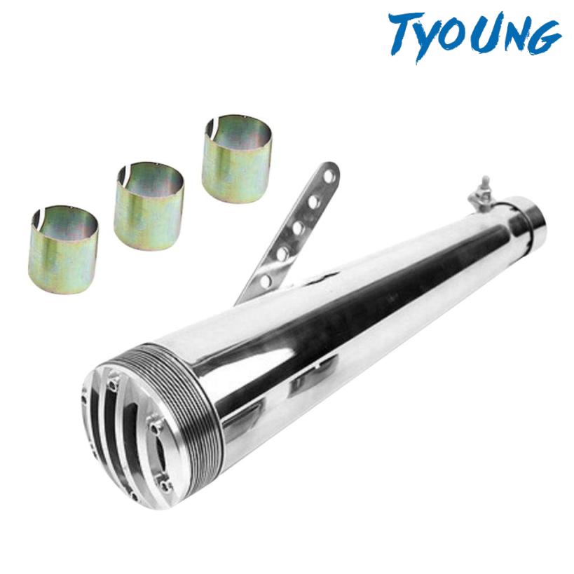 Silver Exhaust Muffler Pipe Slip On Fit For Harley Retro Motorcycle Street Bike Shopee Indonesia