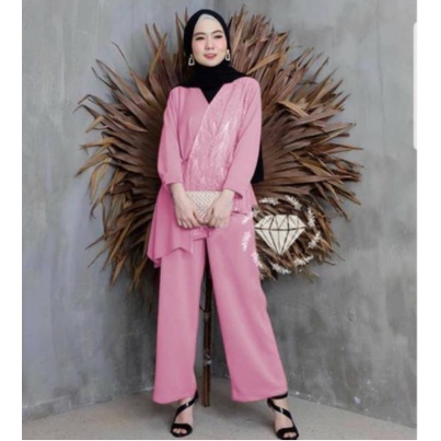 Gamis Remaja Set Hijab Premium Brokat Terbaru | dewasa busui syari modern putih 019 Sabyan pesta