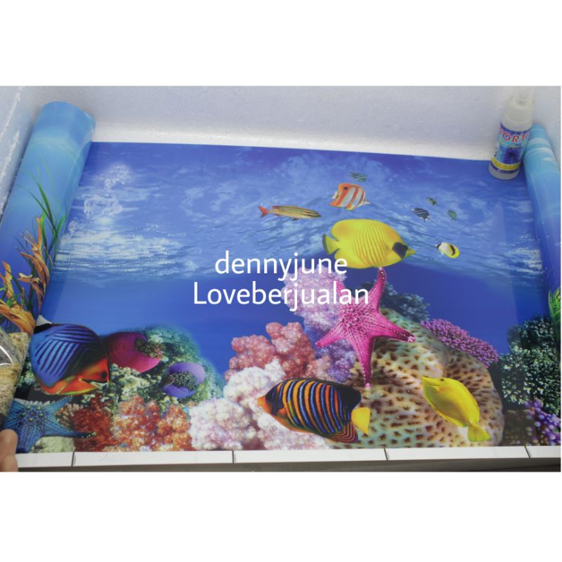 Latar Belakang / Wallpaper / Background Aquarium 30cm / 40cm / 50cm / 60cm x 100cm Motif Semak Laut Pohon