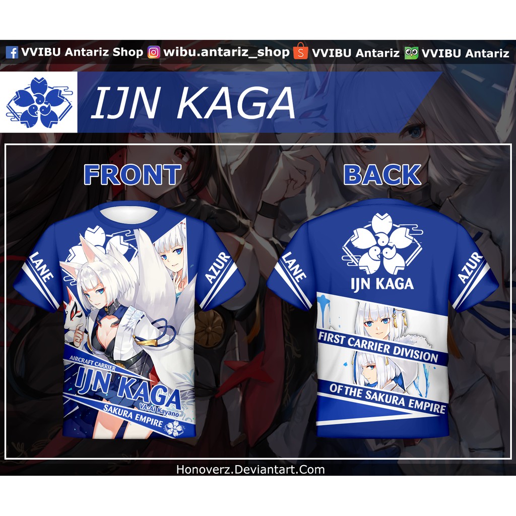 Kaos Fullprint Anime IJN Kaga Azur Lane