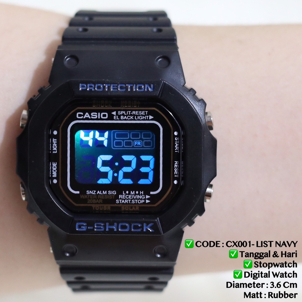 Jam tangan casio pria wanita DW5600 GSHOCK digital anti air ukuran LED 7 warna termurah CX050 CX060