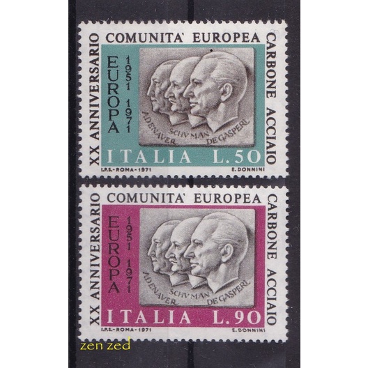 

0089 Perangko Italia 1971 European Coal and Steel Community 2v Mnh