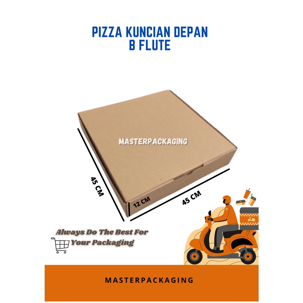 

Min Pembelian 100pc (Klik 100x) Kardus/Box Pizza- Jam Dinding-Pakaian-Donut Kuncian Depan Uk. 45x45x12