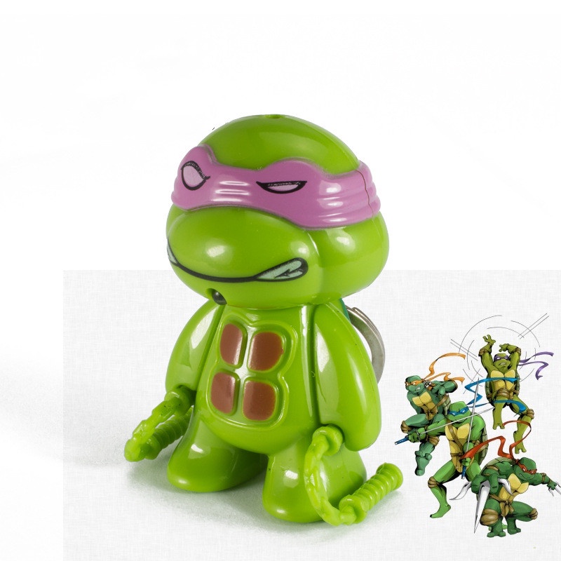 1pc Gantungan Kunci Action Figure Teenage Mutant Ninja Turtles Bahan PVC Dengan Lampu LED