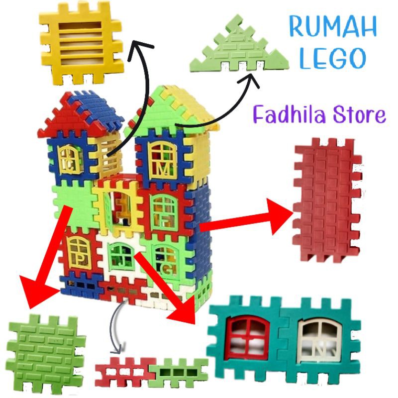 LEGO RUMAH/MAINAN LEGO/FUNNY BLOCKS/BRICK SUSUN BENTUK RUMAH/BUILDING BLOCK