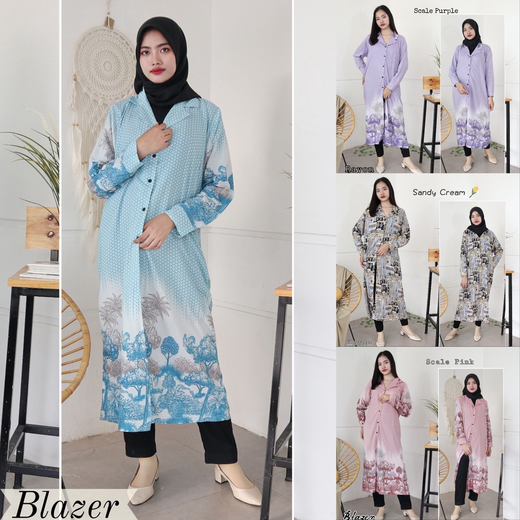 IZANY Long Dress Wanita Dewasa / Dress Blazer XL RAYON banyak varian