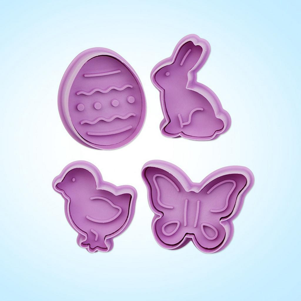 REBUY 4pcs/Set Press Stamp Dough Baking Tools Cookie Cutter Fondant Kitchen Animal Pastry Plastic Cartoon Biscuit Mold