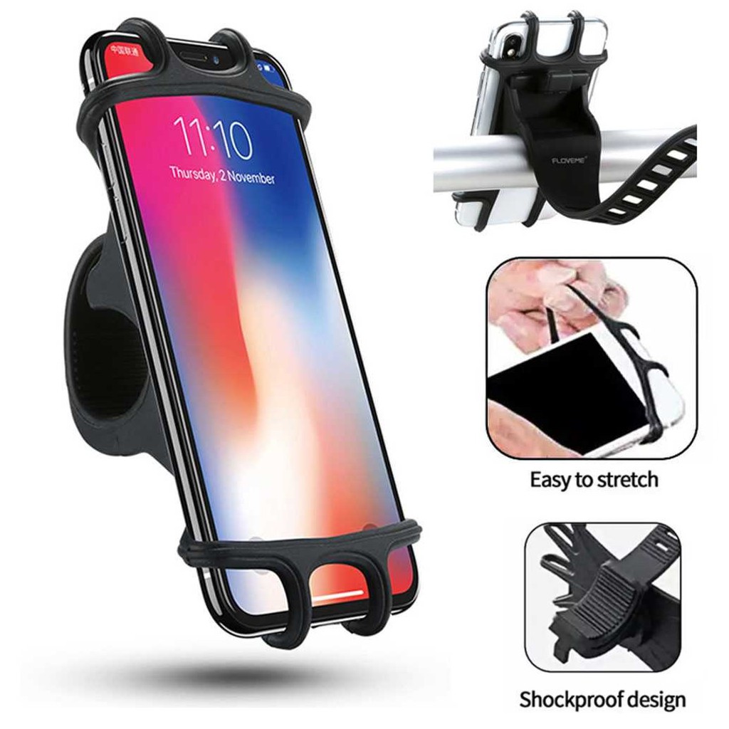 Bike Holder HP Sepeda SmartPhone Clamp Karet HandleBar Stang Anti Fall