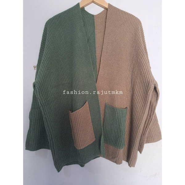 OVERSIZE LAVELLA RAJUT KARDIGAN RAJUT PREMIUM-Mint ft crem