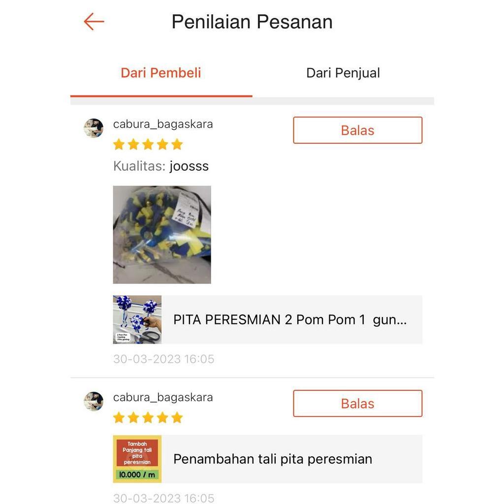 PITA PERESMIAN 2 Pom Pom 1  gunting dan 1 Pita untuk Gunting -  Murah