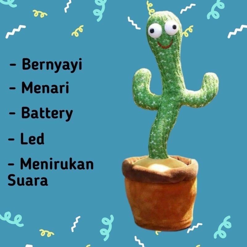 Cactus Toy Boneka Pintar Kaktus Joget Bisa Ngomong Rekam Bicara Menari Mainan Boneka Joget Elektrik