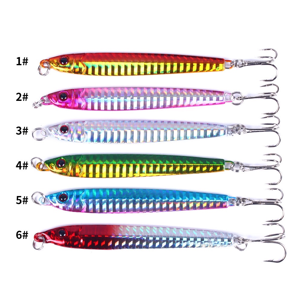 Hengjia 6pcs/Lot SLOWER Long Metal Jig Fishing Lure Umpan Pancing Cast Jigging Spoon Tiruan Bentuk Ikan Berat 30g / 40g / 60g Artificial Shore Metal Bait Sea Tackle