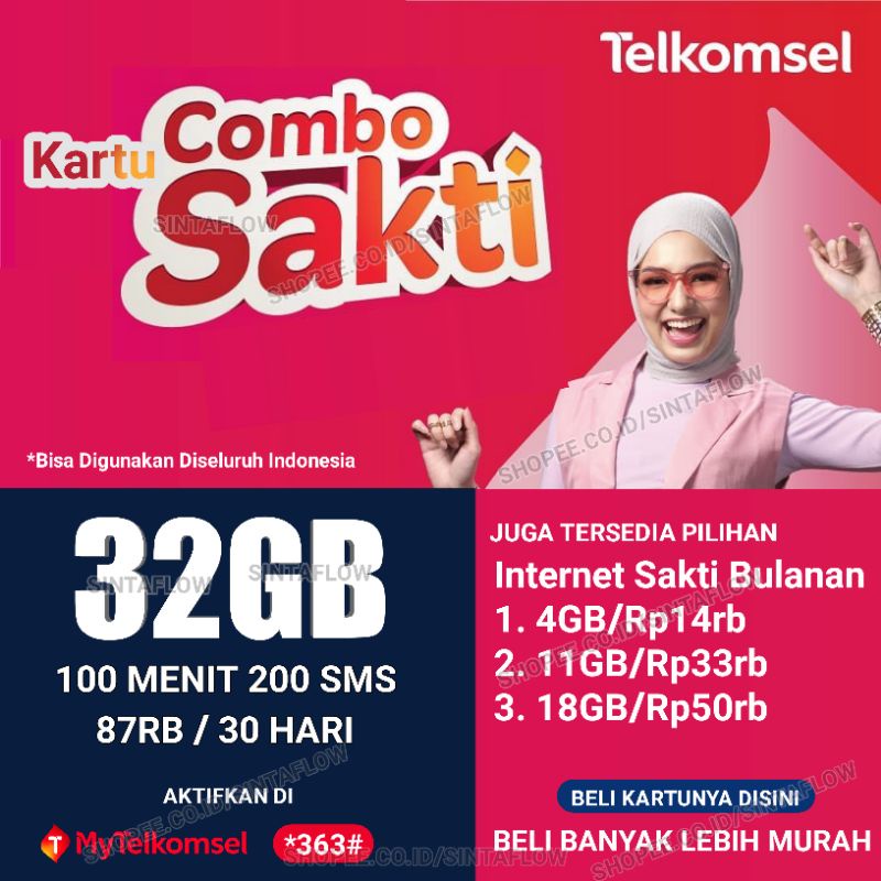 Kartu Sakti 30GB Kartu Perdana Sakti Combo Paket Internet Nelpon SMS AS/LOOP/SimPATI Telkomsel 78K
