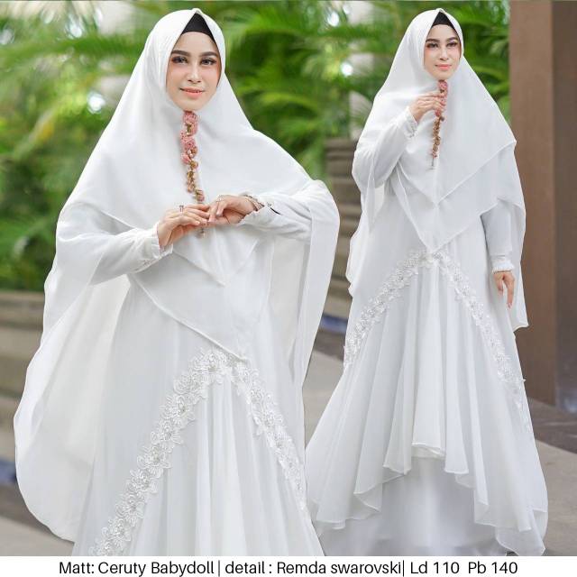 ORI Gamis angela syari kaney marwah canary citra anggun humaira haji umroh ihrom white putih